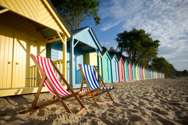 Deckchair and beach huts